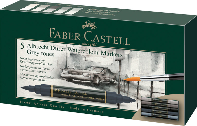 Faber Castell FC-160306 WK25 Aquarellmarker FC Albrechtdürer 5 Stück Grautöne