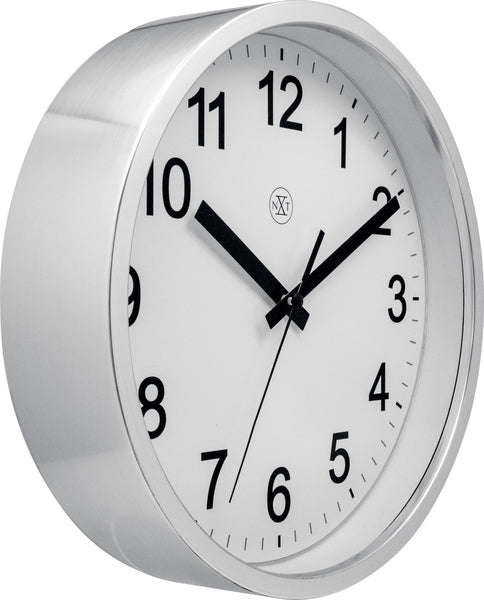 Nextime nexttime nx-7307zi-v2 wanduhr nxt diam. 25,5cm Kunststoff silber, weißes Zifferblatt, #039;robust #039; stille Uhr