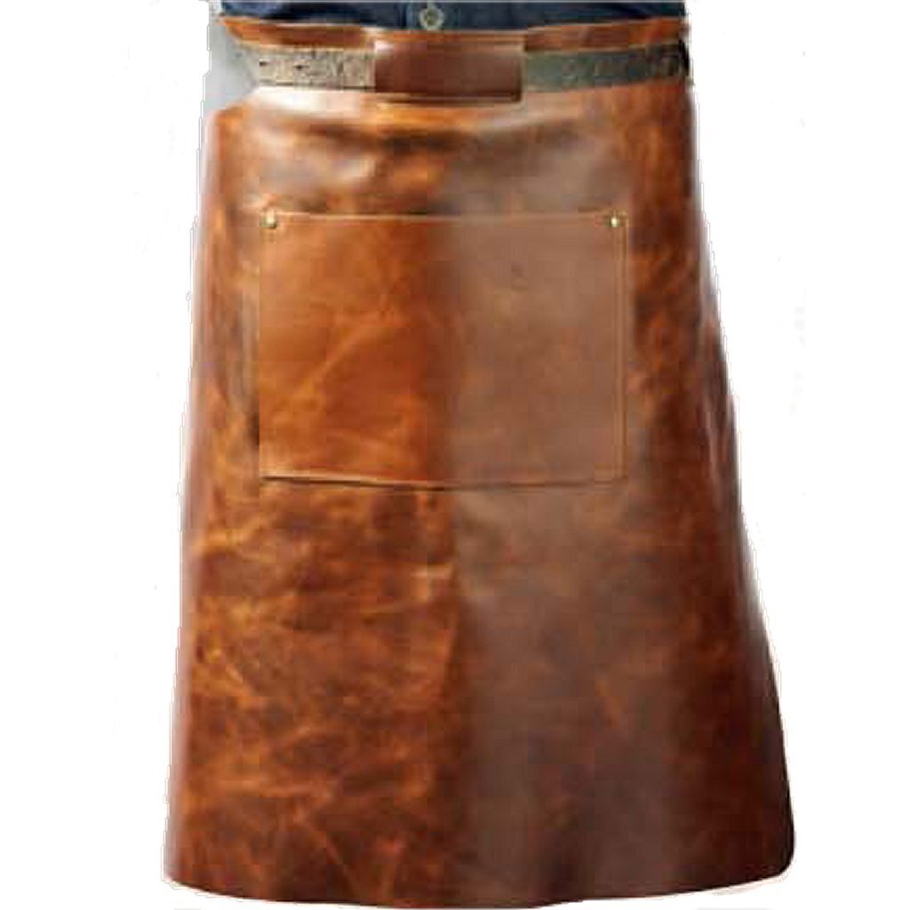 Vitello Ledergrillschürze mit Tasche 60 cm lang schwarz