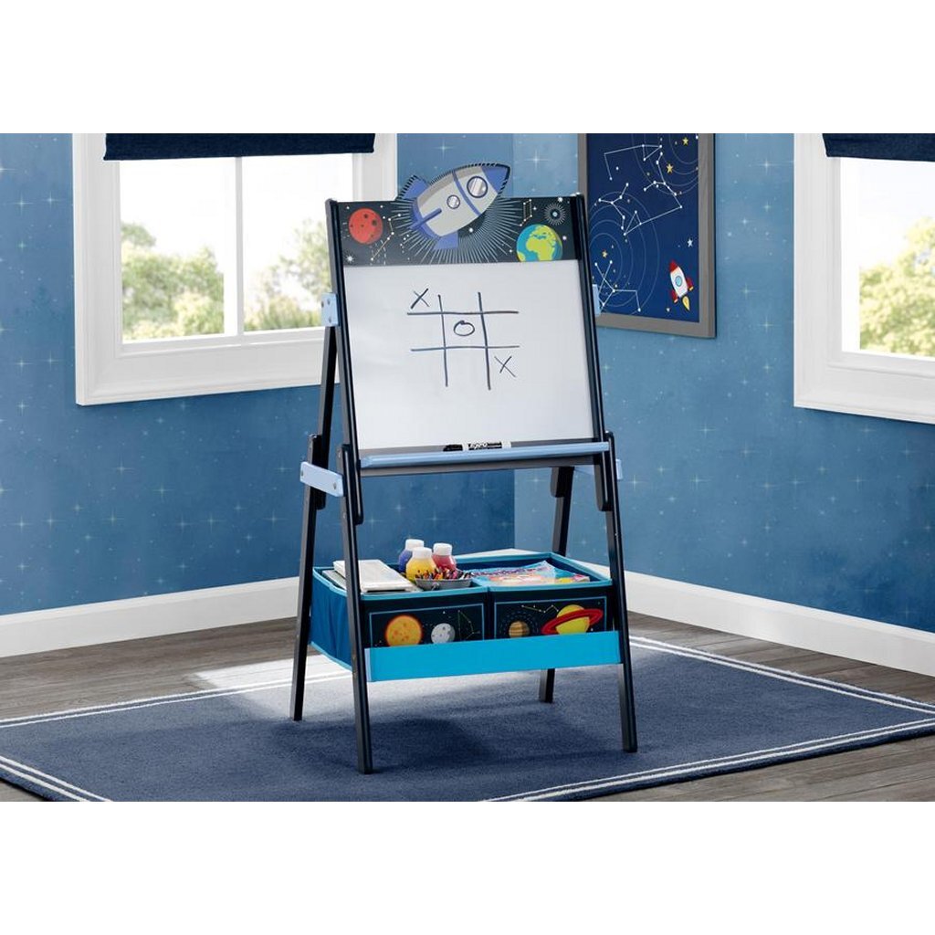 Delta Children Space Adventures TE87544SA Magnetisches Whiteboard aus Holz + Stauraum