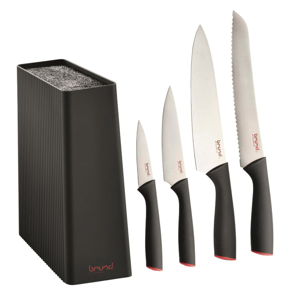 Brund Easy Cut Messerblock 5-teilig schwarz rot