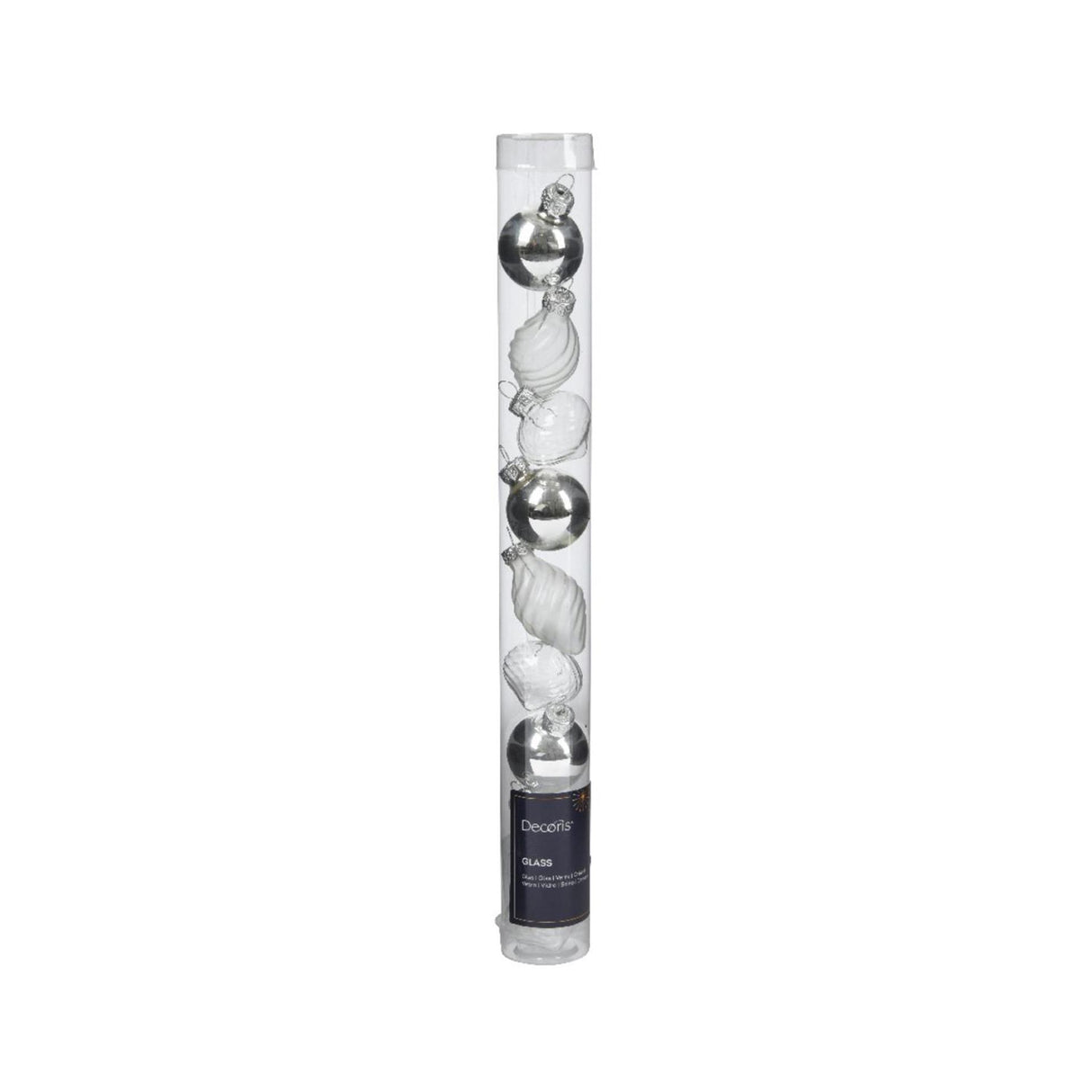 Decoris Weihnachtskugeln Mini Ø3cm Glas Silber 9St