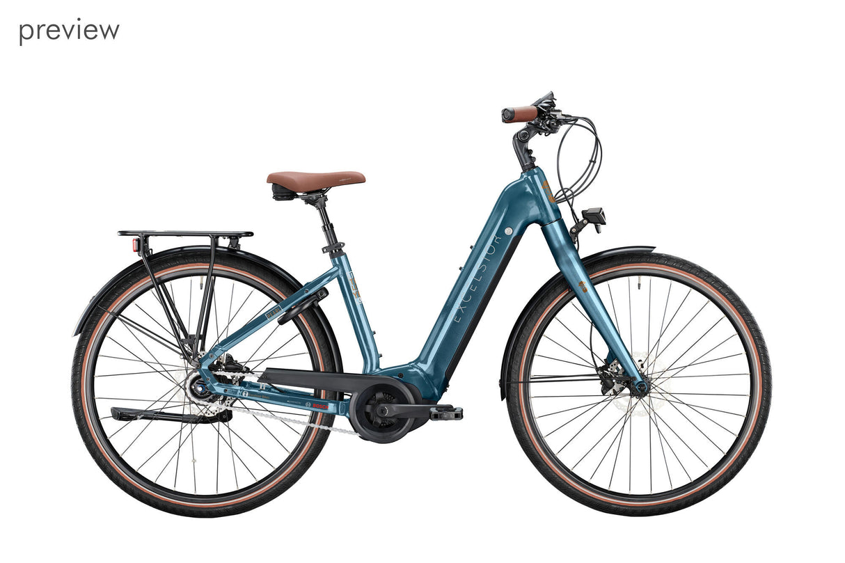 Excelsior elektrisches Stadtfahrrad Pearl (#1) E-Bike Excels.Pearl 28 50 Wave 8Sp grau blau