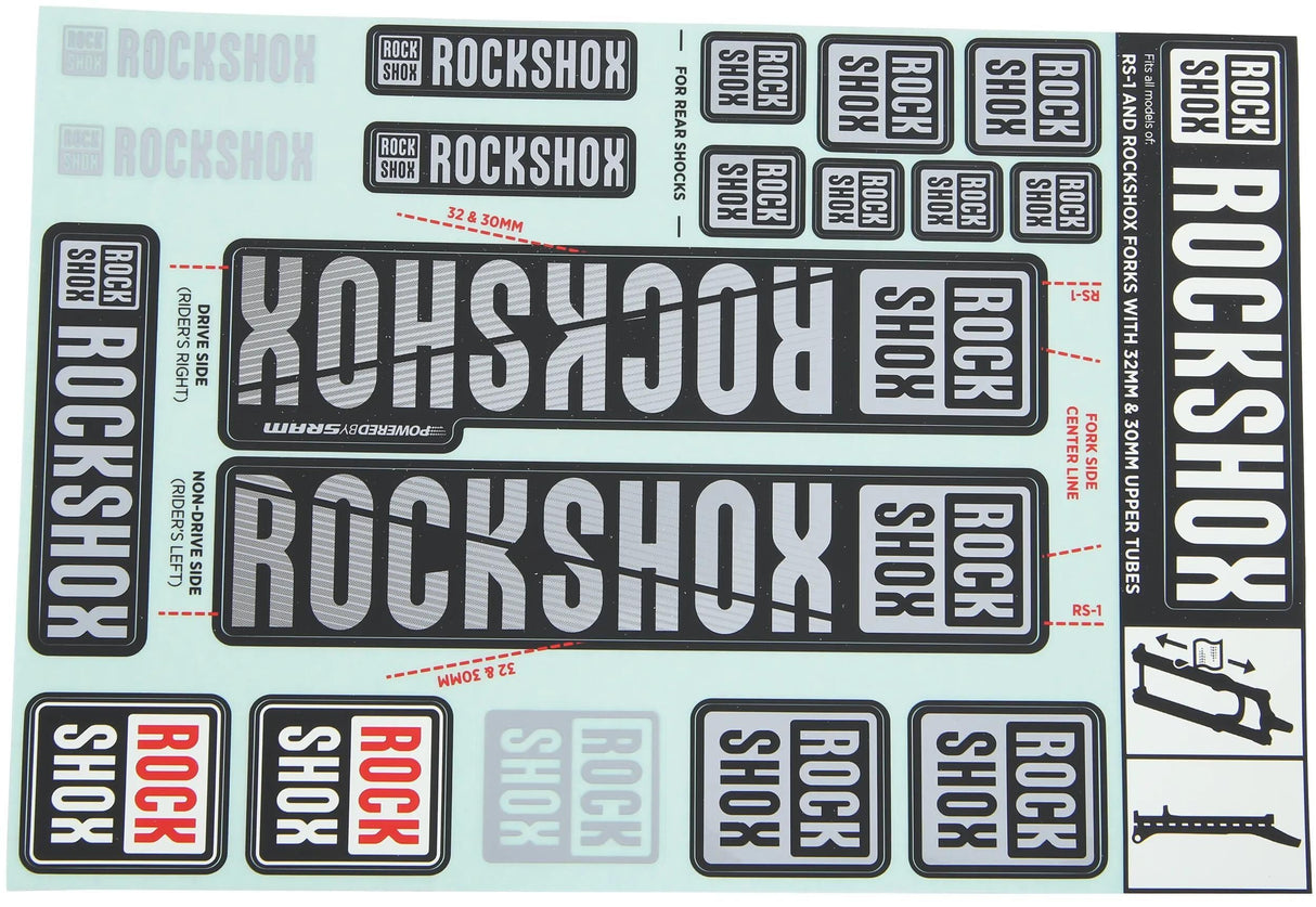 RockShox Dekorset Aufkleberset grau