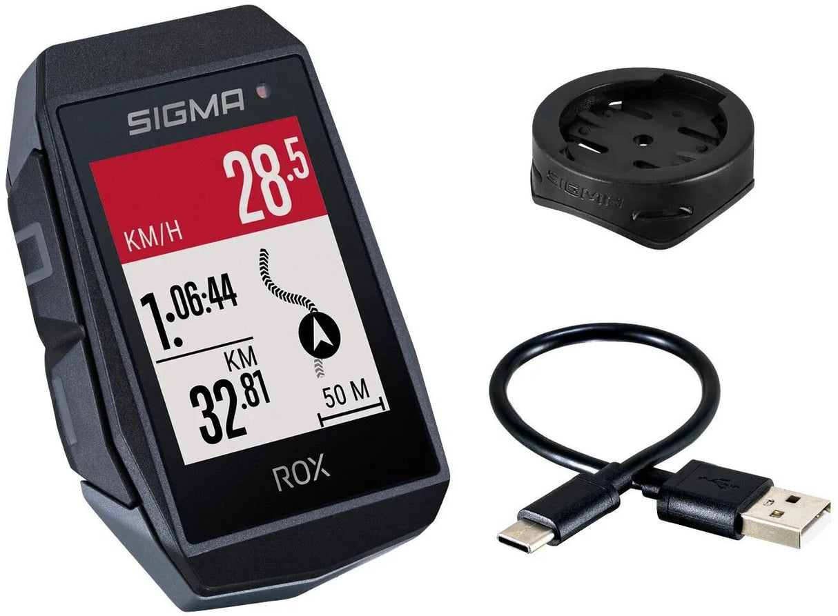 Sigma Rox 11.1 EVO GPS SW SWO Stand einfacher Halter + USB-C-Ladekabel