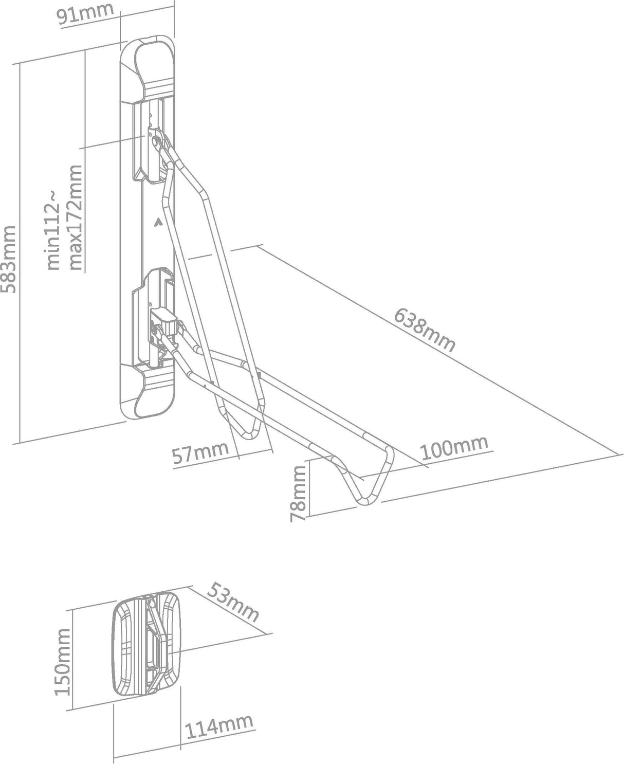 Contec Smart Fold Präsentationshaken für Fahrräder CT Wandpräsenter Smart Fold S Schwarz