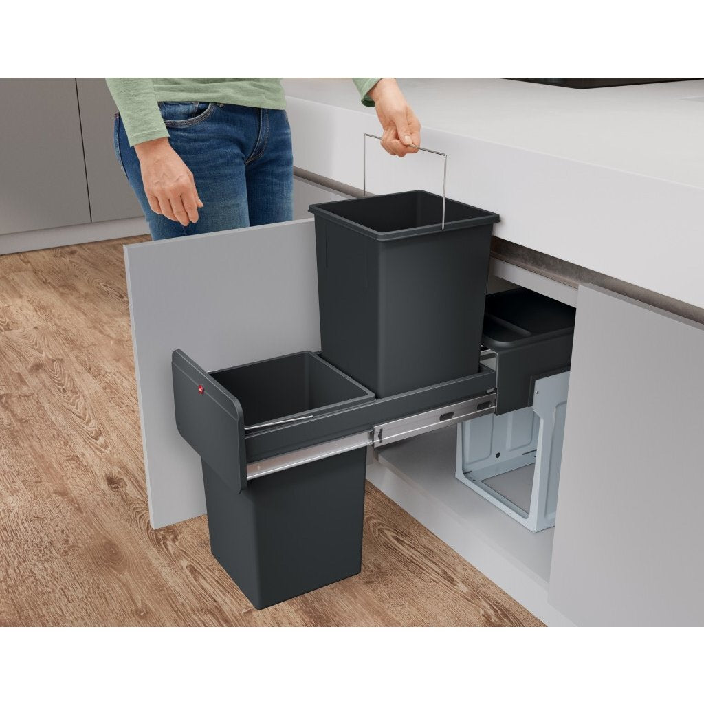 Hailo Hailo 0310-100 EcoLine Design L Einbauabfallbehälter 2x14L Schwarz