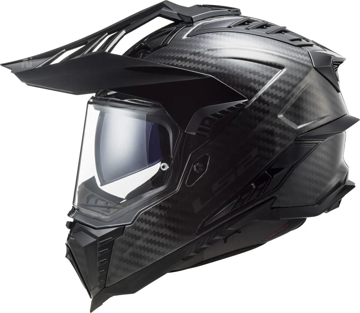 Ls2 Enduro-Helm MX701 Explorer Carbon Solid, Material: lackiertes Carbon, Doppel-D-Verschluss Helm MX701 Exp.Car. einfarbig m schwarz