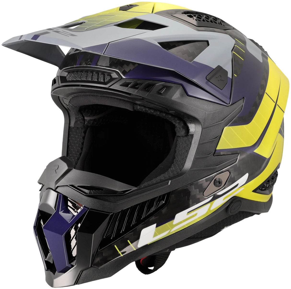 Ls2 Motocross-Helm MX703 x-force galuo, atmungsaktiv und hypoallergen. Helm X-Force Galuo grau neongelb Gr. m