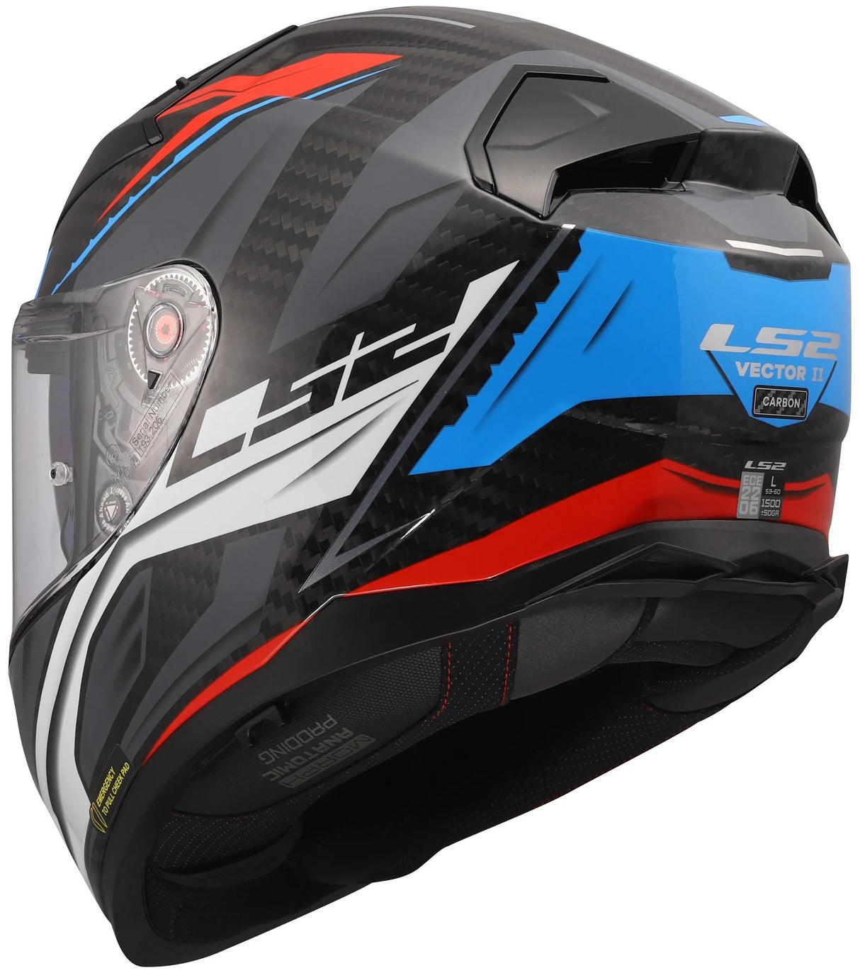 Ls2 Integralhelm FF811 Vector II Carbon Savage. Helm ff811 Vektor i c savage weiß blau rot s