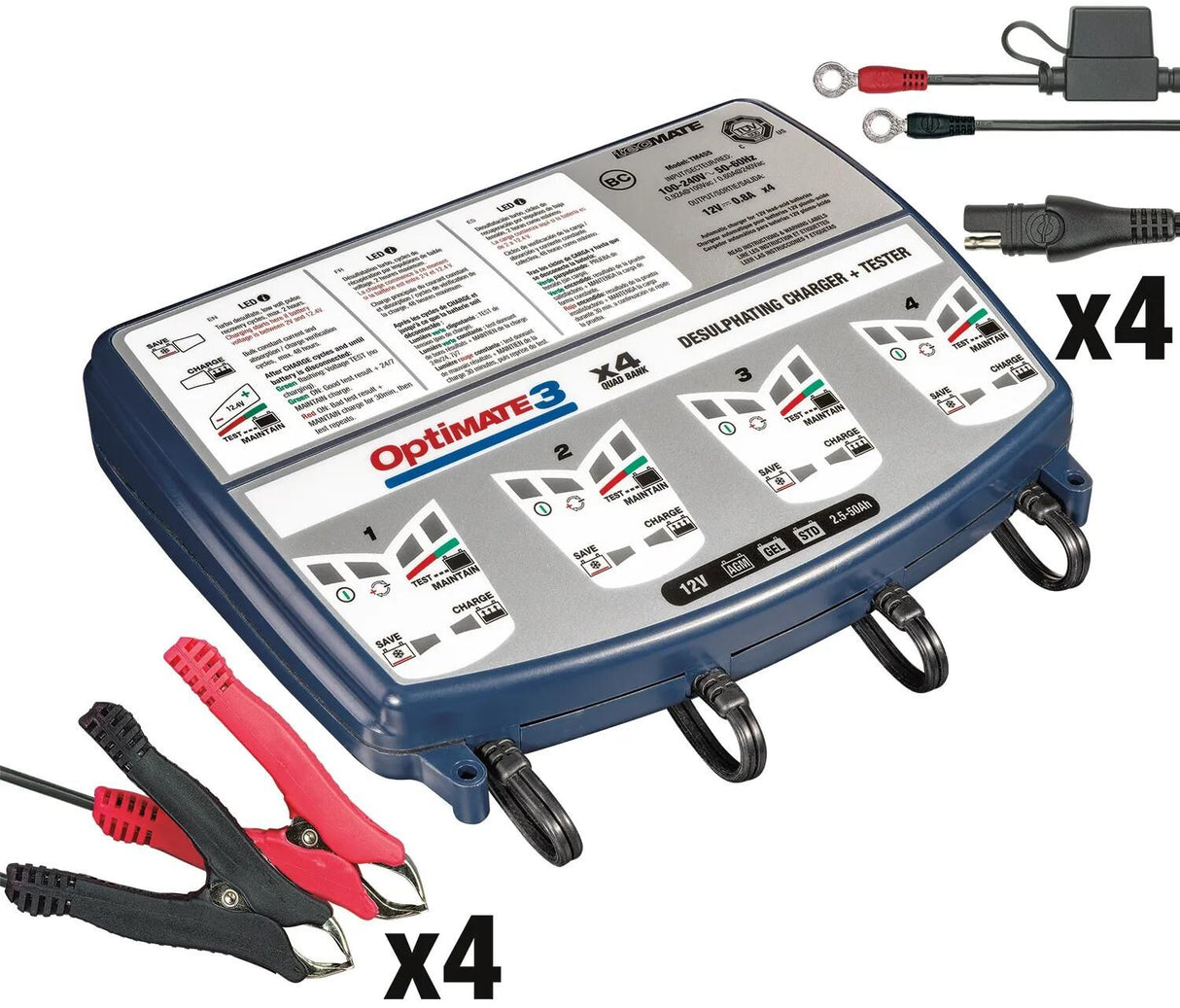 Tecmate Batterieladegerät Optimate3 Optimate 3 Ladegerät 4er Bank