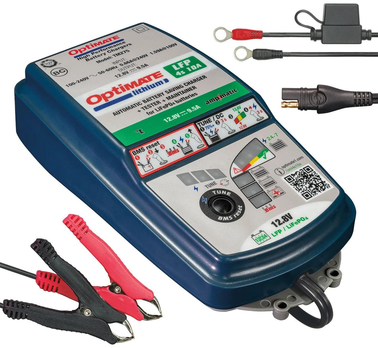 Tecmate Batterieladegerät Optimum Lithium 4s 10a. Optimiertes 4s Ladegerät Lithium 9,5a