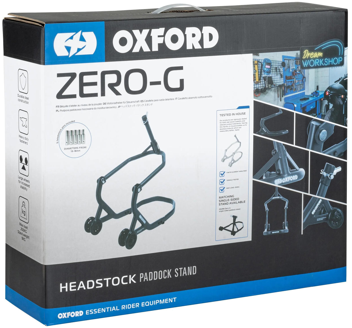 Standard-Zero-G-Spindelständer mit Oxford-Montage. Montagetest. Zer schwarz