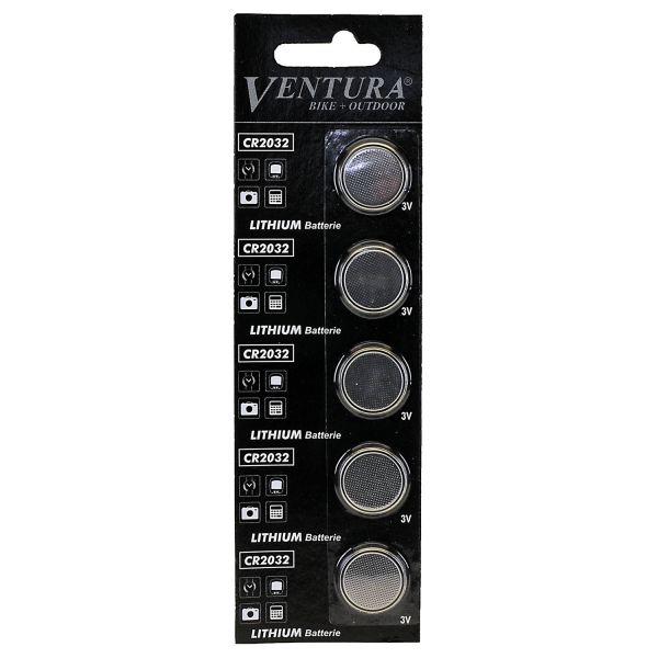 Messing-Wippknopfbatterie Typ CR2032, Packung mit 5 Stück