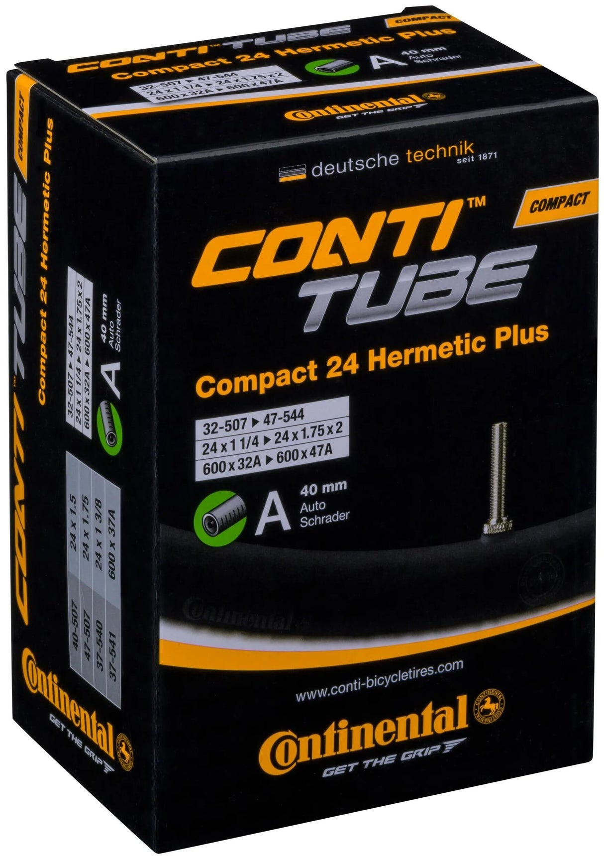 Continental-Innenschlauch Compact 24 Wide Hermetic Plus, verstärkter Schlauch Conti Compact 24 Wide Hermetic Plus mit 40 mm
