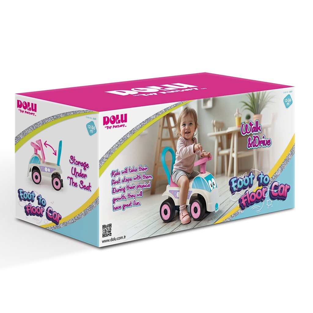 Dolu Laufwagen rosa weiß