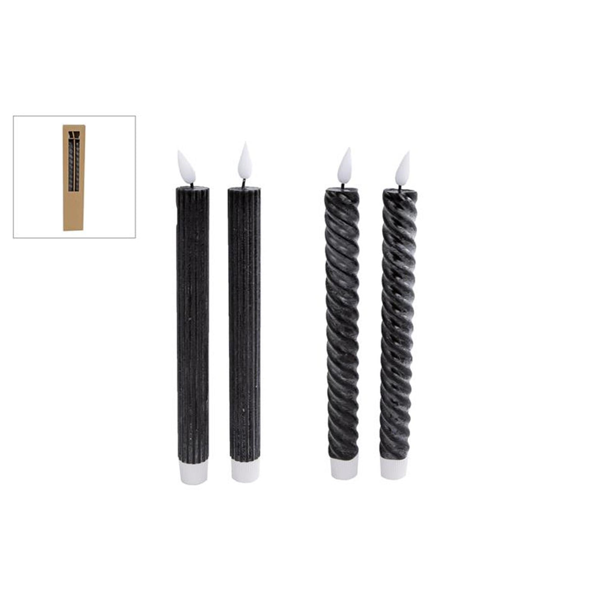 Cozydecor Kerze LED schwarz 25cm 2er-Set