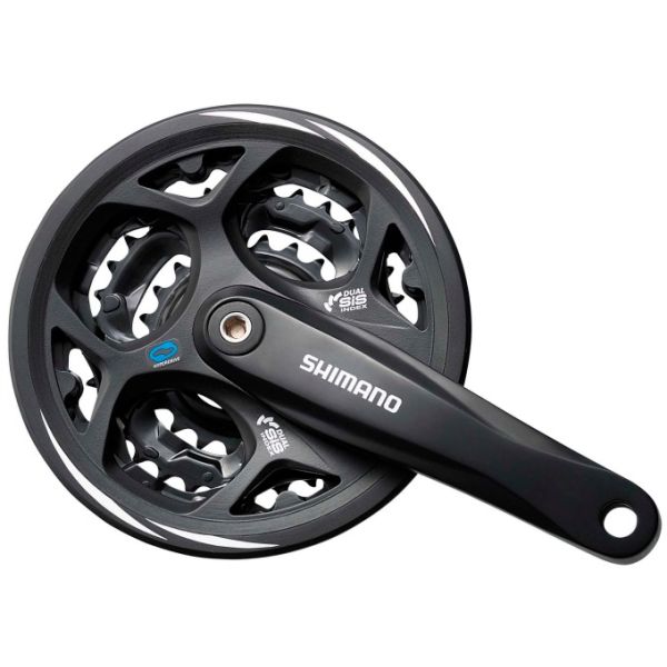 Shimano Kurbelgarnitur 7 8 Gang Altus FC-CM311 48 38 28 Zähne mit Kettenkante – Schwarz