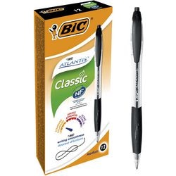 Bic balpen atlantis zwart grip navulbaar drukknop clip