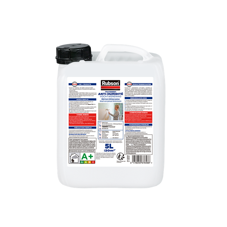 Rubson vochtige binnenmuren coating 5 l jug | vochtige binnenmuren coating | waterdichte coating | vochtbestreiding transparant