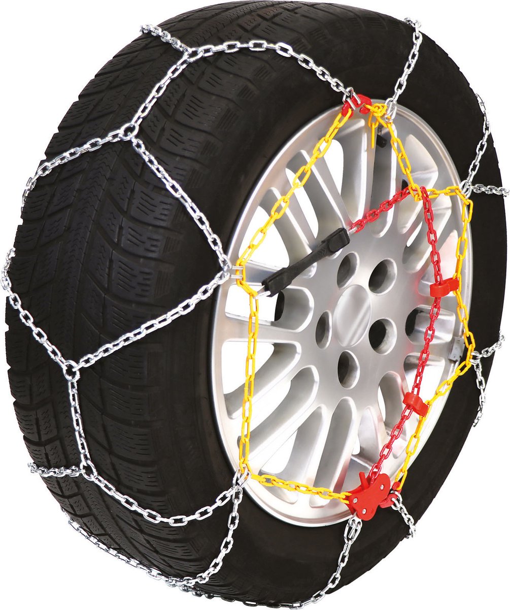 Carpoint sneeuwkettingen – kns 90 – 9mm gehard stalen gripschakels – semiautomatische spanner – kruisspoor verbetert de grip – inclusief nood reparatieschakels, handschoenen, handleiding handige opbergtas