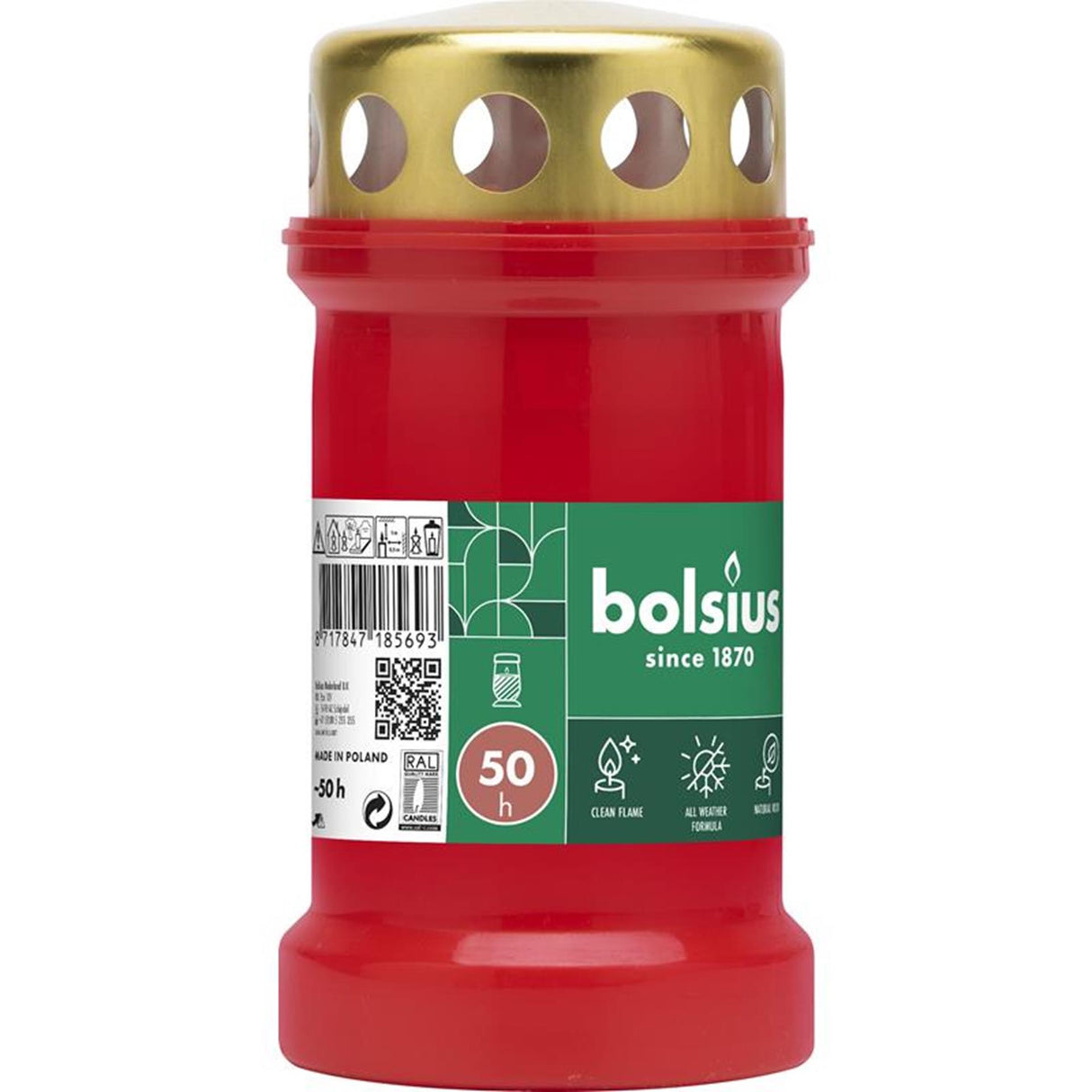 Bolsius Grablicht Nr.3 rot mit Deckel