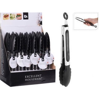Excellent Houseware Küchenzange Edelstahl schwarz | 18 Stück