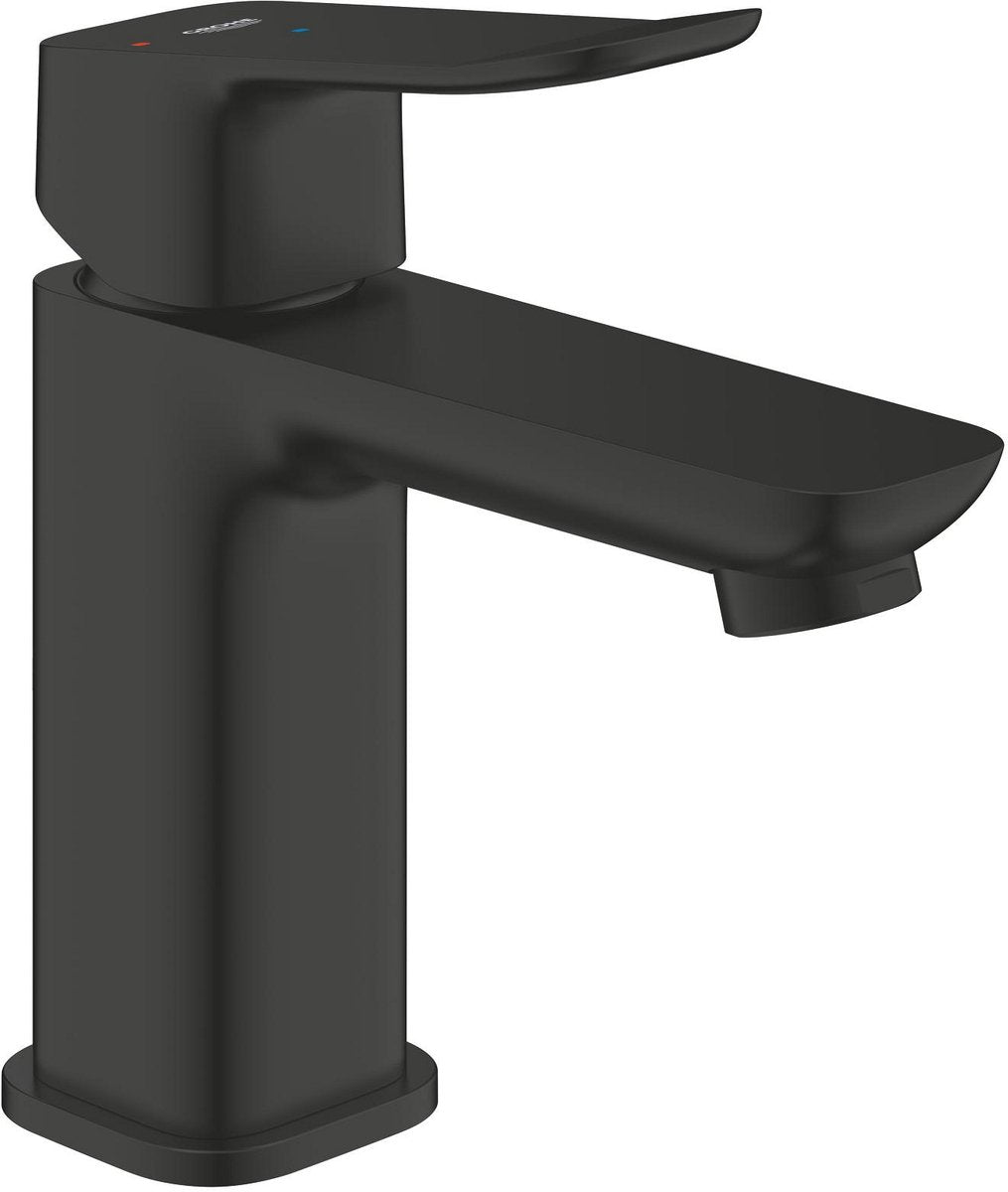 Grohe Dice Waschtischmischer – S-Größe – wassersparend – energiesparend – inklusive Push-Open-Ablaufgarnitur – mattschwarz