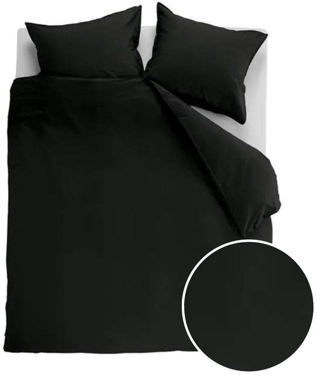 Ambiante cotton uni dekbedovertrek - effen - tweepersoons - 200x200 220 cm - zwart