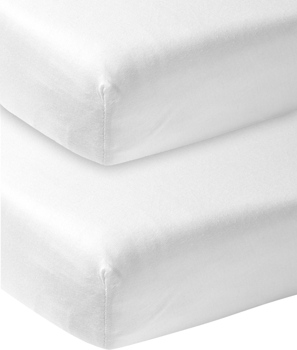 Meyco Baby Uni Spannbettlaken Juniorbett – 2er-Pack – weiß – 70 x 140 x 150 cm