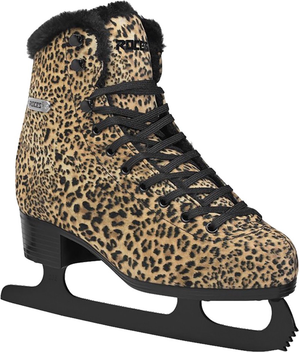 Roces – Leopard – Eiskunstlaufschuhe – Eislaufen Damen – braun – warmes Fleecefutter, klassische Stabilität – Größe EU 40