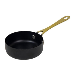 No brand Pfanne schwarzer Griff gold 9x5,5 cm | 3 Stück