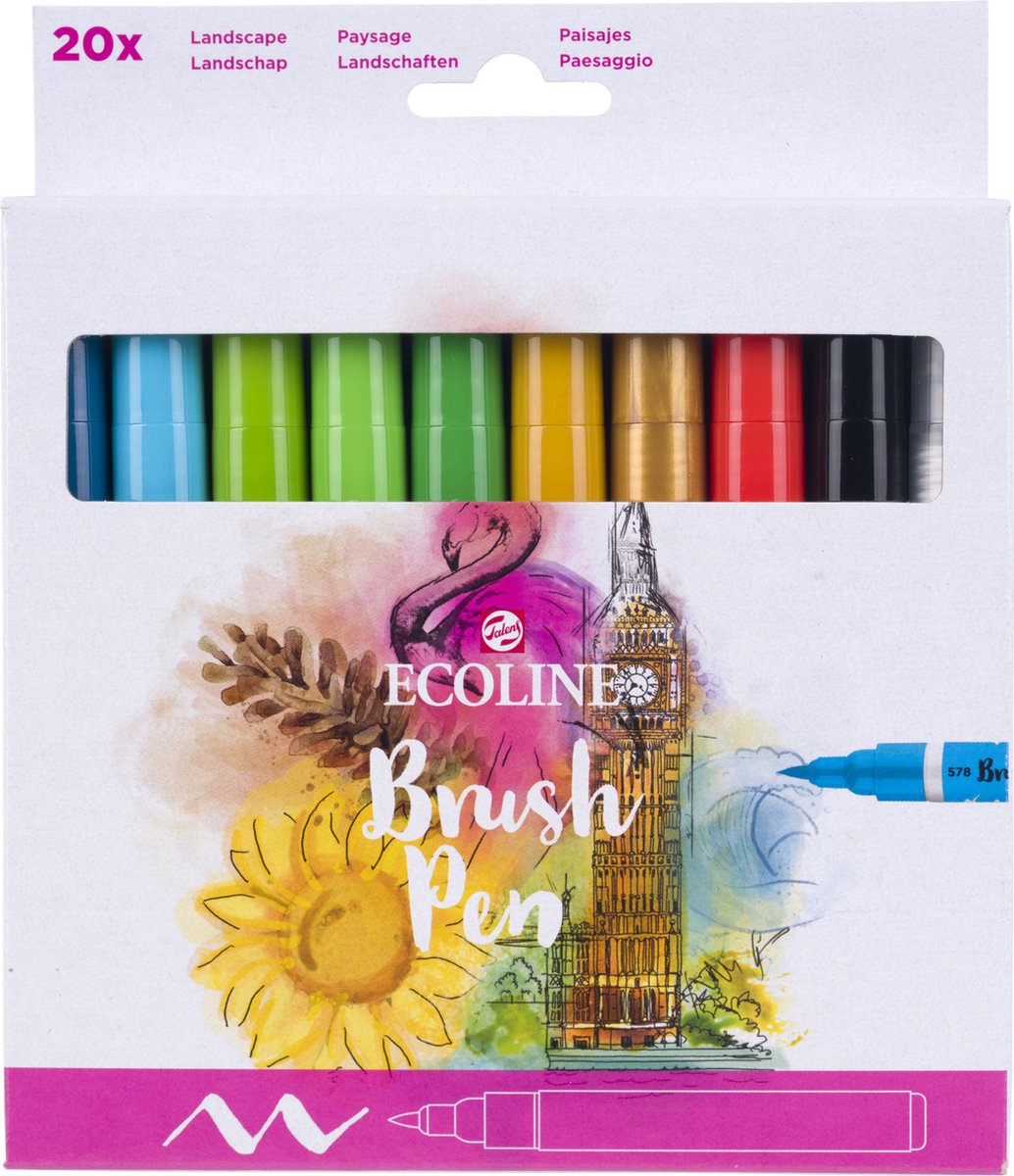 Bruynzeel Ecoline Pinselstift-Set Landschaften, 20 Farben