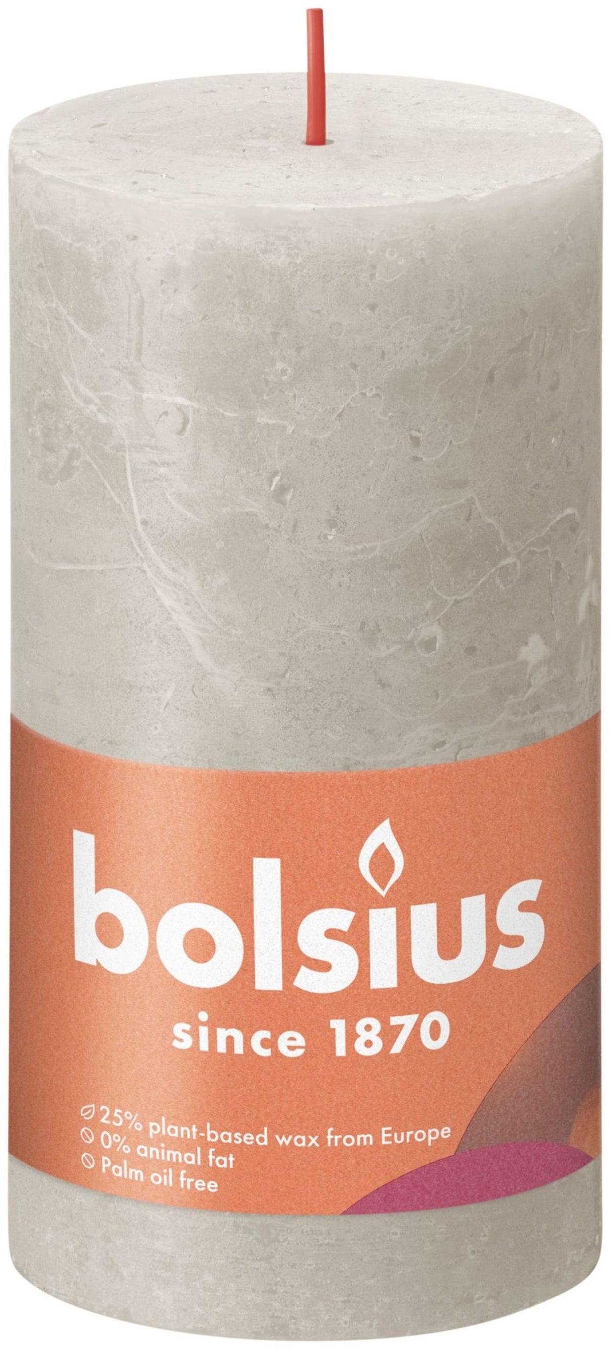 Bolsius rustikale Stumpenkerze 130 68 grau