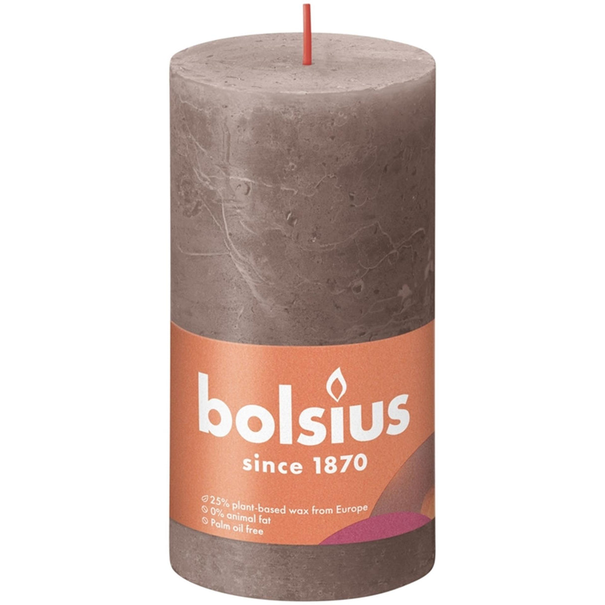 Bolsius rustikale Stumpenkerze 130 68 Taupe