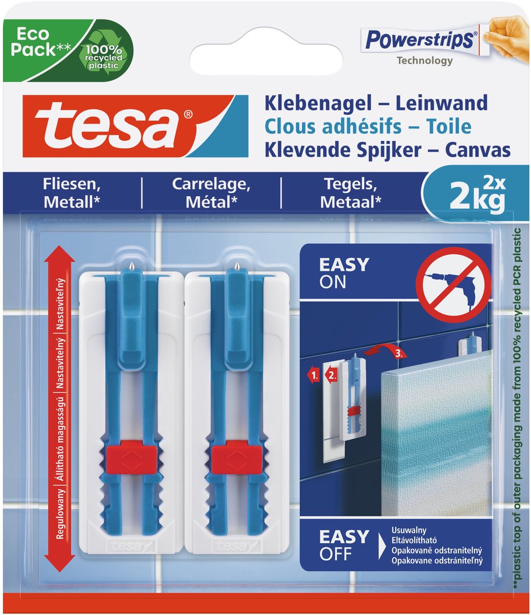 Tesa 1063379 – ® Klebenagel, Leinwand, Fliesen und Metall – 2 kg | 8 Stück