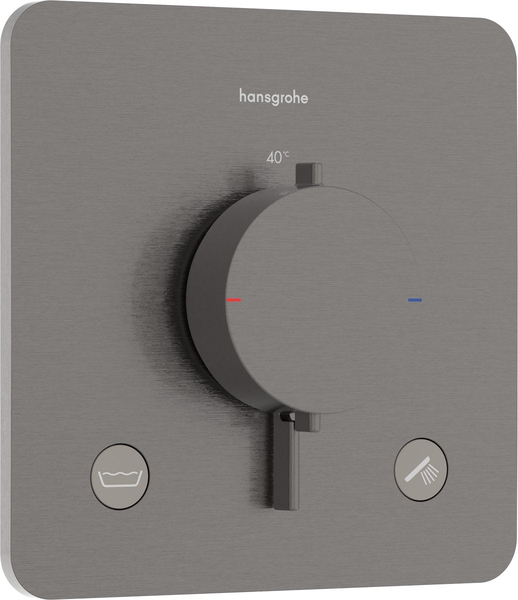 Hansgrohe Ecostat Comfort Q – Einbauthermostat – 2 Funktionen – Brausethermostat – Sicherheitskombination EN1717 – Chrom schwarz gebürstet