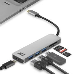 USB-C-Hub-Kartenleser Act AC7050 Schwarz, Grau 0,15 m