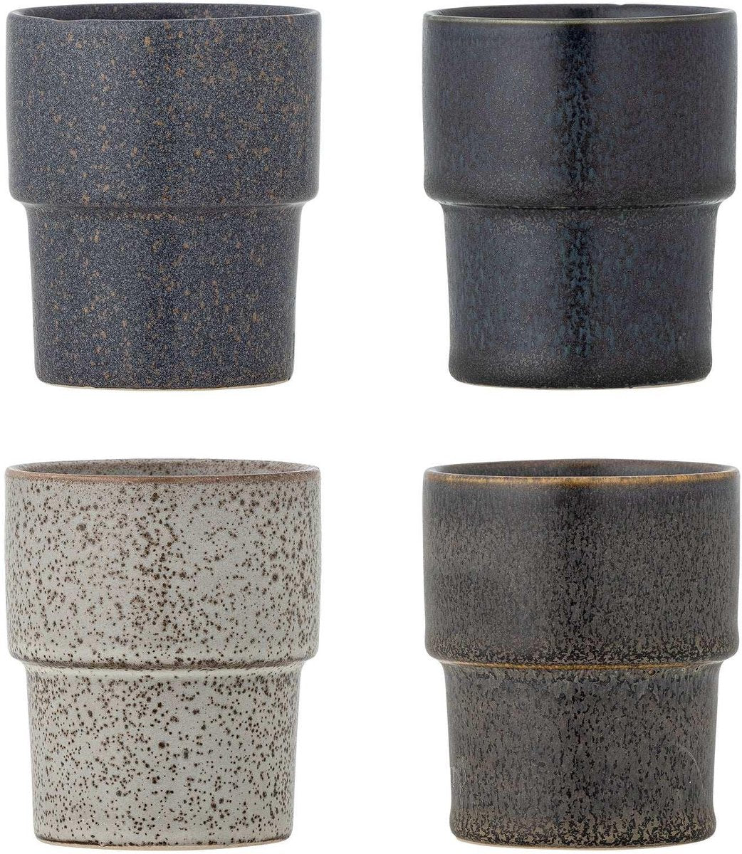 Bloomingville Becher aus Steingut, brauner Ewan – 4er-Set
