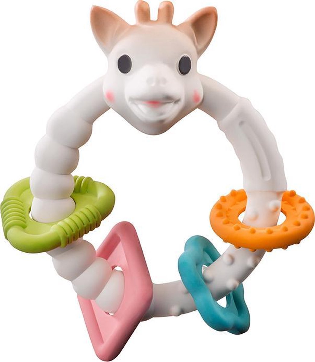 Farbringe Sophie die Giraffe – Beißring – Babyspielzeug – Mutterschaftsgeschenk – Geschenk zur Babyparty – 100 % Naturkautschuk – in recycelter Geschenkbox mit Schleife aus Bio-Baumwolle – ab 0 Monaten
