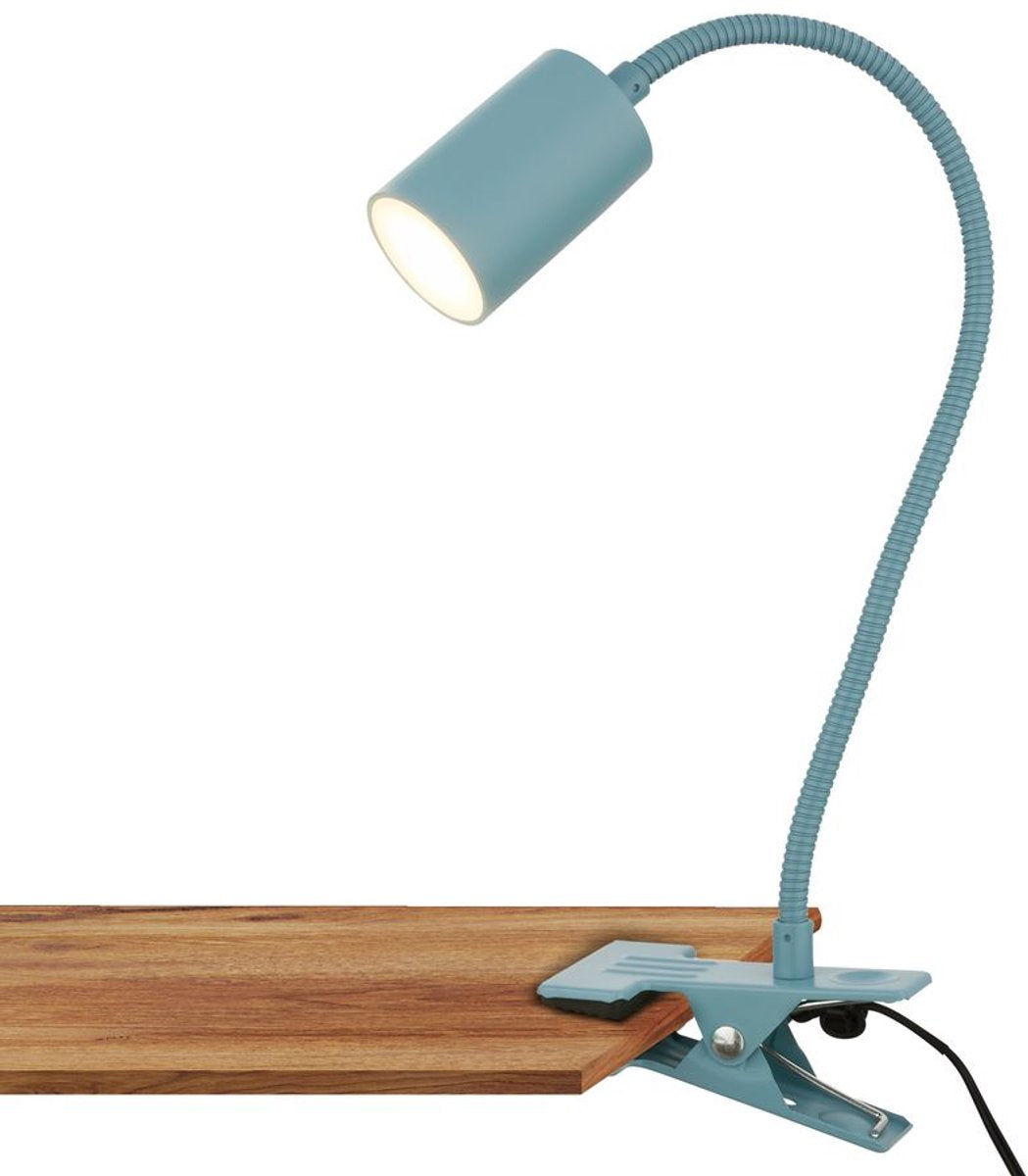 Briloner Fleks – Schreibtischleuchte – Klemmleuchte – neigbar klemmbar – Klemmstrahler mit warmweißem Licht – 3,5 W – Blau – 40 x 10 x 6 cm