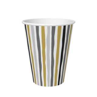 Duni Tassen Streifen schwarz gold 24 cl 10 Stück | 5 Stück