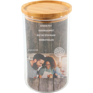 Vorratsglas 10x17,5cm stapelbarer Bambusdeckel