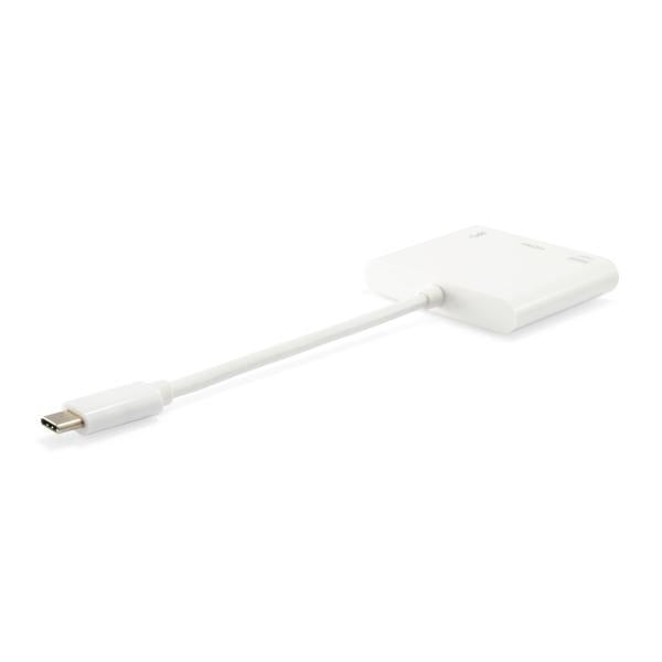 Equip 133461 USB-Typ-C-auf-HDMI-Buchse, USB-A-Buchse, PD-Adapter, 4K, Kunststoff, 15 cm, weiß