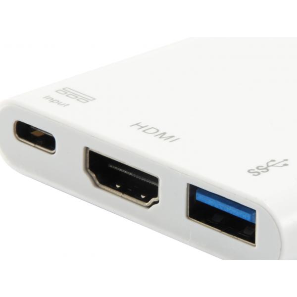 Equip 133461 USB-Typ-C-auf-HDMI-Buchse, USB-A-Buchse, PD-Adapter, 4K, Kunststoff, 15 cm, weiß