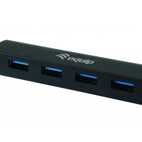 Equip 128953, 4-Port-USB-Hub, USB 3.2 Gen 1 Typ-A, 5000 Mbit/s, Schwarz