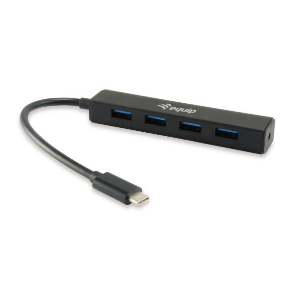 Equip 128954 4-Port-USB-Hub, USB 3.2 Gen 1 Typ-C -> USB 3.2 Gen 1 Typ-A, 5000 Mbit/s, Schwarz