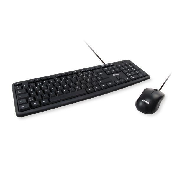Equip 245200 kabelgebundene Tastatur- und Mauskombination, deutsches Layout, USB, QWERTZ, 105 Tasten, 1000 dpi, schwarz