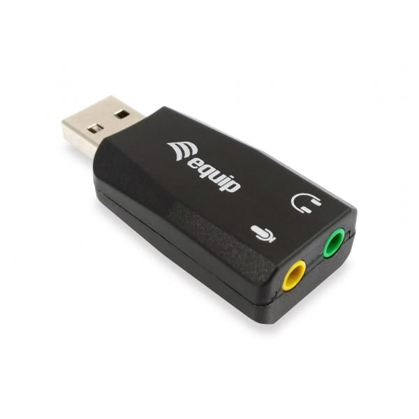 Equip 245320 USB-Audio-Adapter, USB Typ-A, 3,5 mm, 22 mm, 51 mm, 12 mm, schwarz
