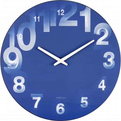 Nexttime Uhr 3077bl 3d, ø39,5 cm, Wand, blau weiß